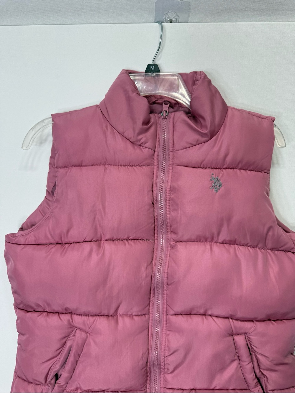 U.S. Polo Assn. Pink Women's Puffer Vest Size Medium Full Zipper Quilted - Picture 10 of 16